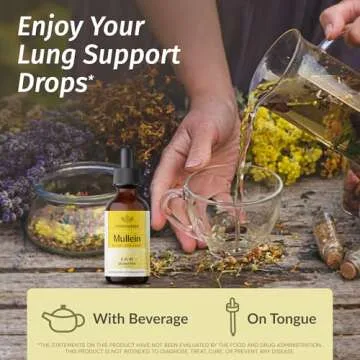HERBAMAMA Mullein Drops for Lungs - Vegan Mullein Leaf Extract for Lung Detox and Cleanse Support - ...