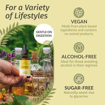 HERBAMAMA Mullein Drops for Lungs - Vegan Mullein Leaf Extract for Lung Detox and Cleanse Support - Non-GMO, Alcohol & Sugar-Free Respiratory Supplement, 28-Day Supply