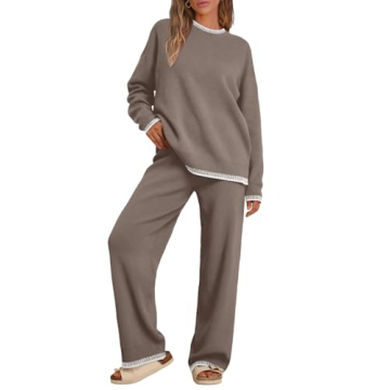 LILLUSORY Lounge Sets Womens 2 Two Piece Matching Sweater Loungewear Set 2024 Fall Winter Two Piece ...
