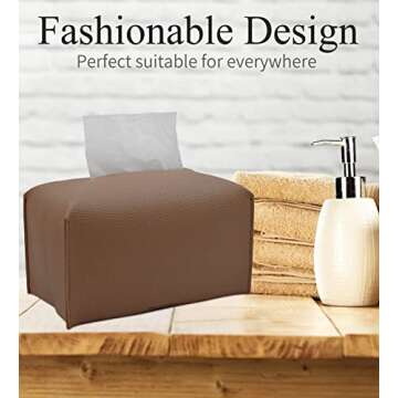 Livelab Decorative PU Leather Tissue Box Cover - Bronze