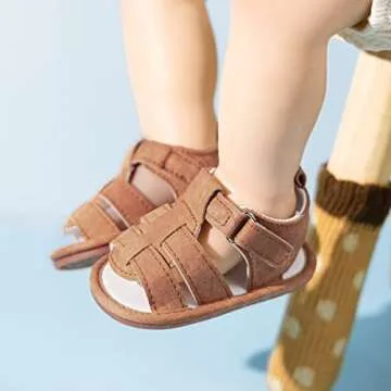 Meckior Baby Infant Boy Girl Sandals Newborn Non-Slip Soft Rubber Sole Sandals for Baby Boys Open-Toe Outdoor Casual Summer First Walkers Shoes