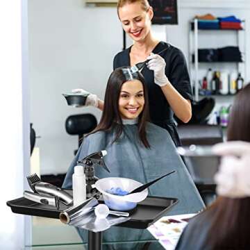 FWOD BIBTO Salon Tray, Metal Feet Salon Tray Cart, Salon Rolling Tray with Adjustable Height, Metal ...