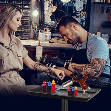 FWOD BIBTO Salon Tray, Metal Feet Salon Tray Cart, Salon Rolling Tray with Adjustable Height, Metal Salon Tray on Wheels, Dentist Tray, Tattoo Tray for Salon and SPA Use