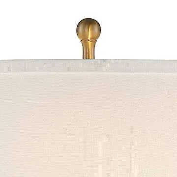 Vienna Full Spectrum Rolland Traditional Table Lamp 30" Tall Antique Brass Crystal Column Off White Tapered Drum Shade Decor for Living Room Bedroom House Bedside Nightstand Home Office Entryway