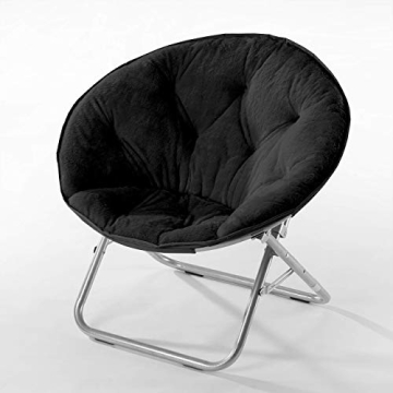Faux Fur Saucer Chair in Black - Trendy Comfort