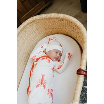 Copper Pearl Baby Gown - Knotted Newborn Sleepers for Baby Boy and Girl, Soft Stretchy Long Sleeve Infant Gowns with Bottom Tie and Hand Mittens, Perfect Hospital Coming Home Outfit (Skipper)