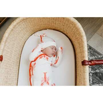 Copper Pearl Baby Gown - Knotted Newborn Sleepers for Baby Boy and Girl, Soft Stretchy Long Sleeve Infant Gowns with Bottom Tie and Hand Mittens, Perfect Hospital Coming Home Outfit (Skipper)