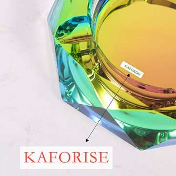 Kaforise Crystal Outdoors Indoors Cigarette Ashtray Ash Holder Case, Colorful Pattern Home Office Tabletop Beautiful Decoration Craft (Bling Bling 02)