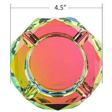 Kaforise Crystal Outdoors Indoors Cigarette Ashtray Ash Holder Case, Colorful Pattern Home Office Tabletop Beautiful Decoration Craft (Bling Bling 02)