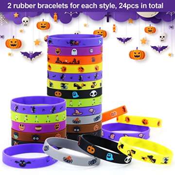 xutengy 48Pcs Halloween Party Favors Decorations Slap Bracelets Rubber Wristbands, Trick or Treat Pa...