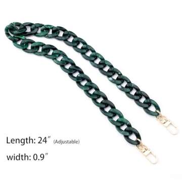 AUMEY DIY Resin Bag Strap Plastic Ladies Bag Chain Shoulder Cross Body Bag Handbag Purse Replacement Chain Strap Set with Buckles (SZL03-Green)