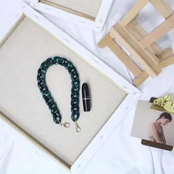 AUMEY DIY Resin Bag Strap Plastic Ladies Bag Chain Shoulder Cross Body Bag Handbag Purse Replacement Chain Strap Set with Buckles (SZL03-Green)
