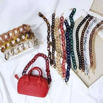 AUMEY DIY Resin Bag Strap Plastic Ladies Bag Chain Shoulder Cross Body Bag Handbag Purse Replacement Chain Strap Set with Buckles (SZL03-Green)
