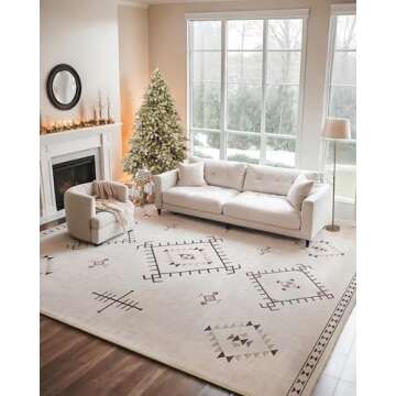 ILANGO Area Rug 8'x10' for Living Room Bedroom Machine Washable Moroccan Boho Rugs for High Traffic ...