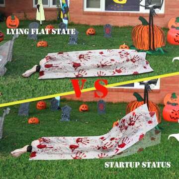 Hourleey 5.2 FT Halloween Decorations Outdoor Props, Animated Back from The Grave Dead Body with Sound Animated and Sitting up Body, Scary Dead Body for Haunted House Party Decoration