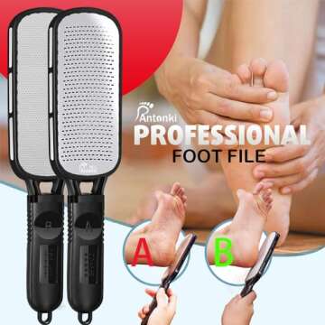 Antonki 2 in 1 Callus Remover Foot File for Dead Skin, Professional Double Sided Rasp Pedicure Tool ...