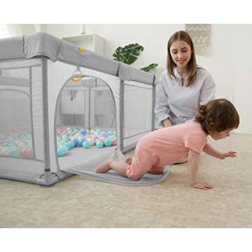 Baby Playpen,Kids Large Playard,Indoor & Outdoor Kids Activity Center,Playpen for Babies,Infant Safety Gates,Sturdy Play Yard for Toddler,Children's Fences Packable & Portable 81x61 (Grey)