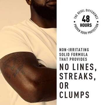 Bevel Deodorant for Men with Coconut Oil and Shea Butter, Aluminum Free, No Streaks, 48 Hour Protection, 2.5 Oz (Packaging May Vary)