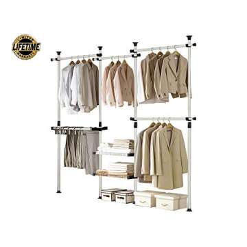 Prince Hanger Deluxe Pants & Shelf Hanger Heavy Duty One Touch Load 880LBS Clothing Racks for Hangin...