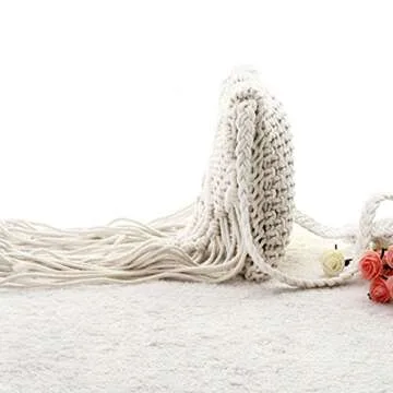 Aisa Womens Fringed Crochet Shoulder Bag Pouch Cotton Tassel Bohemian Beach Cross-body Bag White