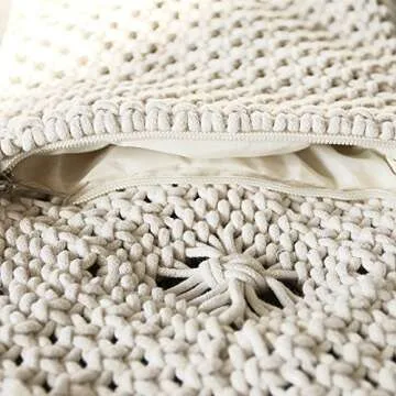 Aisa Womens Fringed Crochet Shoulder Bag Pouch Cotton Tassel Bohemian Beach Cross-body Bag White