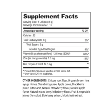 Kids Immune Support Lollipops with Vitamin D & Honey