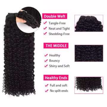 3C 4A Kinky Curly Clip in Hair Extensions Human Hair for Black Women - 8Pcs 18Clips Double Weft Brazilian Remy Human Hair Thick to Ends 120G/4.2oz Natural Black (22 inch)