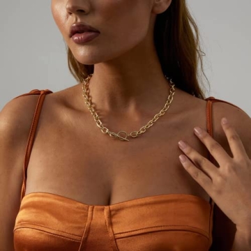 CAROVO Gold Toggle Necklace Elegant Everyday Jewelry
