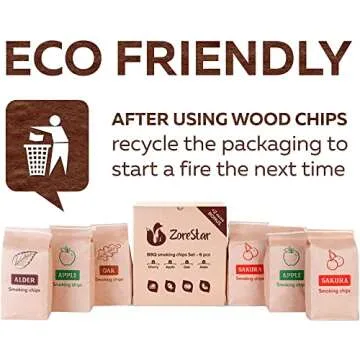 Zorestar Smoker Chips Variety Pack - 6pcs Wood Chips for Smoker - Apple, Cherry, Alder, Oak, Maple, Peach Wood Chips for BBQ Grilling - 100% Pure Smoker Chips for Meat, Fish, Vegetables (0.6 Lb Each)