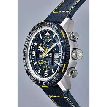 Citizen Men's Eco-Drive Promaster Air Skyhawk Atomic Time Keeping Pilot Watch in Stainless Steel with Blue Leather strap, Blue Dial (Model: JY8078-01L)