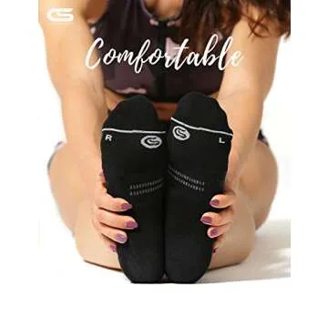 CS CELERSPORT 6 Pack Women's Ankle Running Socks Cushioned Low Cut Tab Athletic Socks, Black, Small