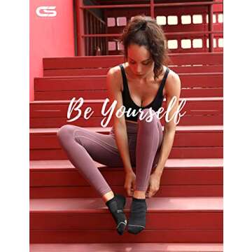 CS CELERSPORT 6 Pack Women's Ankle Running Socks Cushioned Low Cut Tab Athletic Socks, Black, Small