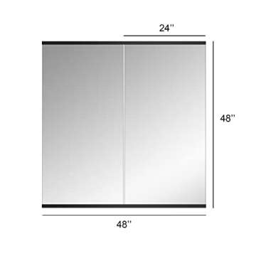 Delma Home Gym Mirror - 48''x24'' Frameless Wall Mirror, 2PCS, Suitable for Home Gym, Garage, Bedroom, Bathroom (Black)