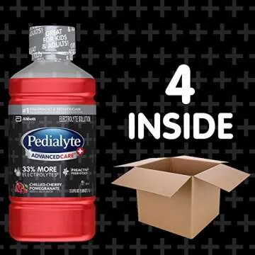 Pedialyte AdvancedCare Plus Electrolyte Drink, With 33% More Electrolytes and has PreActiv Prebiotics, Chilled Cherry Pomegranate 33.8 Fl Oz (Pack of 4)