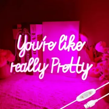 You Are Like Really Pretty LED Neon Sign 15 * 9 inch, Pink Neon Signs with USB Power for Room Decor ...