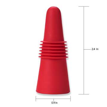 OHMAXHO Wine Stoppers (Set of 5), Silicone Wine Bottle stopper and Beverage Bottle Stoppers, Red