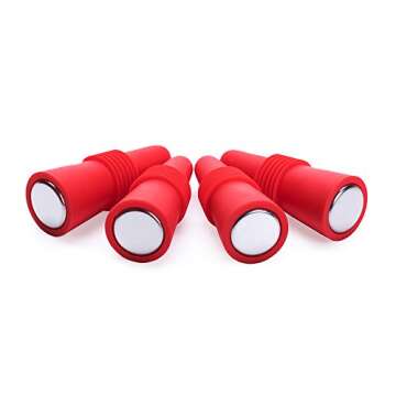 OHMAXHO Wine Stoppers (Set of 5), Silicone Wine Bottle stopper and Beverage Bottle Stoppers, Red
