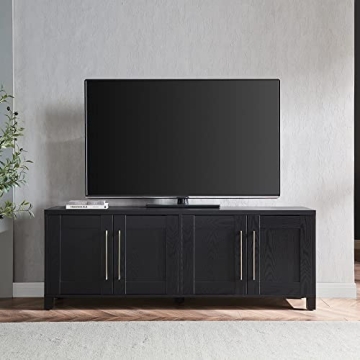 Stylish Henn&Hart TV Stand for TVs up to 80" in Black Grain