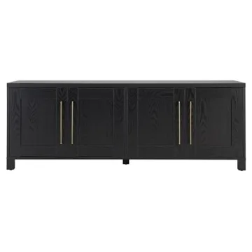 Stylish Henn&Hart TV Stand for TVs up to 80" in Black Grain