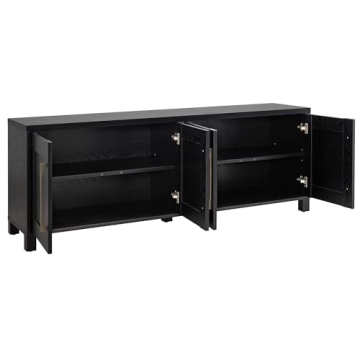Stylish Henn&Hart TV Stand for TVs up to 80" in Black Grain