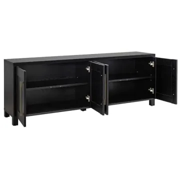 Stylish Henn&Hart TV Stand for TVs up to 80" in Black Grain