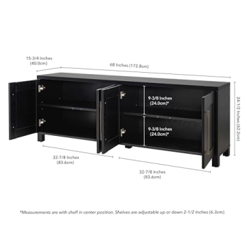 Stylish Henn&Hart TV Stand for TVs up to 80" in Black Grain