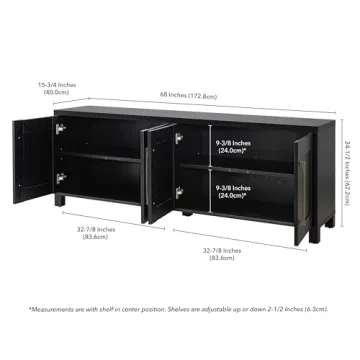 Stylish Henn&Hart TV Stand for TVs up to 80" in Black Grain
