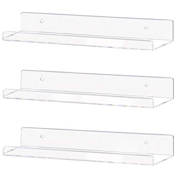 Weiai Clear Acrylic Floating Shelves 15 Inch 3Pack