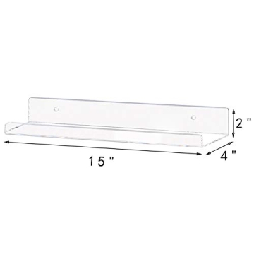 Weiai Clear Acrylic Floating Shelves 15 Inch 3Pack