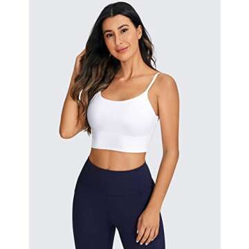 CRZ YOGA Adjustable Longline Sports Bra for Women - V Back Wireless Workout Padded Yoga Camisole Cro...