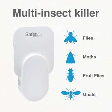 Safer Brand Home SH502-1R5SR 1 Indoor Plug-in Fly Trap for Flies, Fruit Flies, Moths, Gnats, and Other Flying Insects – 1 Traps + 5 Glue Cards