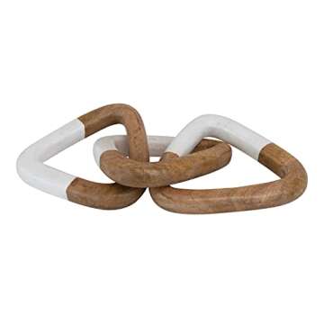 Bloomingville Mango Wood Décor with 3 Links Decorative Chain, 7" L x 19" W x 7" H, Natural