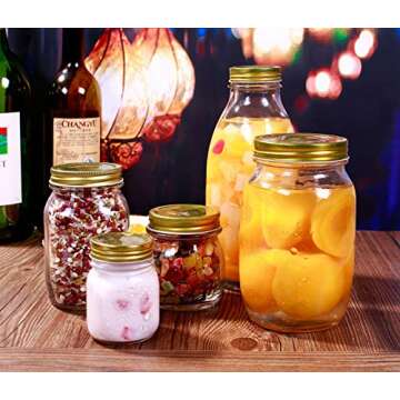 Encheng 16 oz Glass Jars With Lids,Wide Mouth Ball Mason Jars For Storage,Canning Jars For Pickles,Herb,Jelly,Jams,Honey,Dishware Safe,Set Of 15