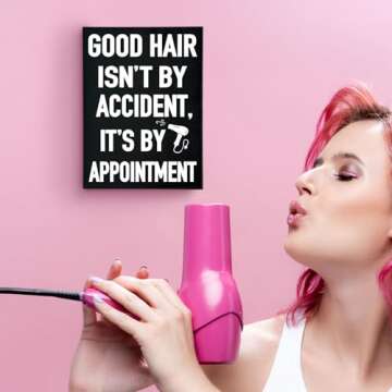 Good Hair Isn’t by Accident, It’s by Appointment Wooden Salon Sign, Funny Hair Stylist Gift, Black and White Decor for Hairdressers, Made in USA